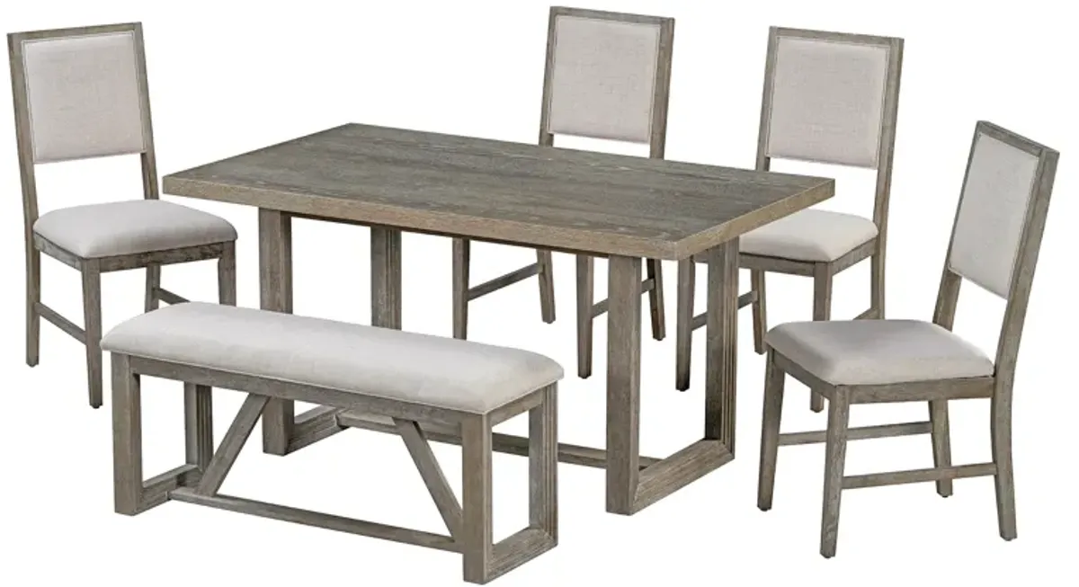 Merax 6-Piece Retro Wood Dining Set