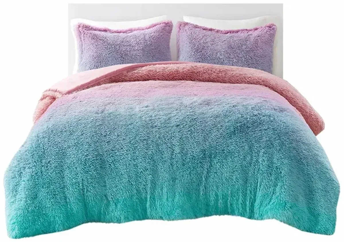 Gracie Mills Herman Ombre Shaggy Faux Fur Comforter Set