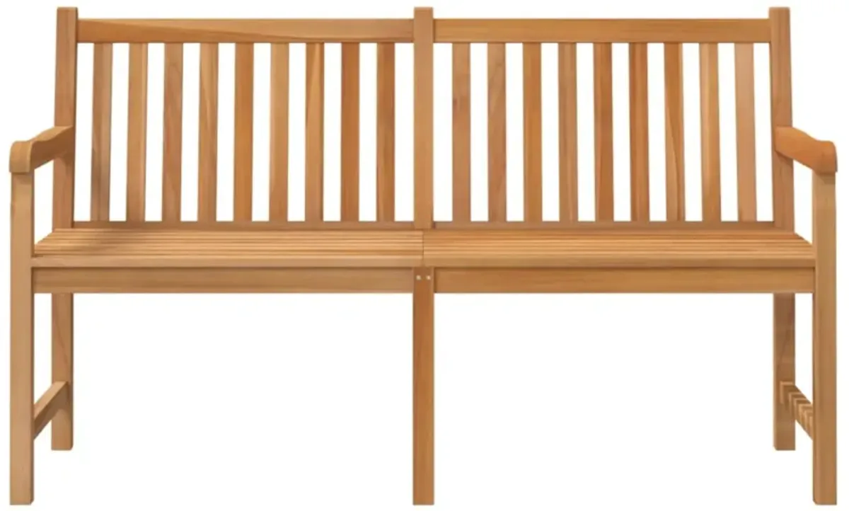 vidaXL Patio Bench - 59.1" Length, Solid Teak Wood, Fine Sanded, Waterbase Finish, Weather Resistant, Garden Furniture, Outdoor Seating