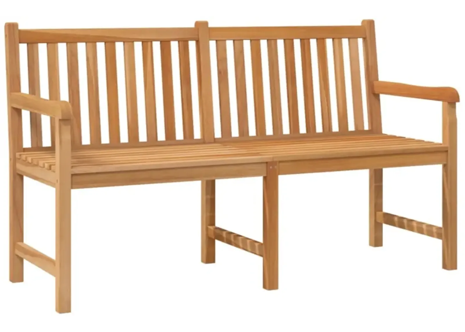 vidaXL Patio Bench - 59.1" Length, Solid Teak Wood, Fine Sanded, Waterbase Finish, Weather Resistant, Garden Furniture, Outdoor Seating