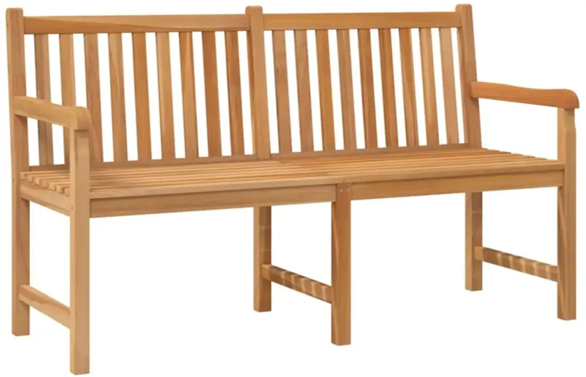 vidaXL Patio Bench - 59.1" Length, Solid Teak Wood, Fine Sanded, Waterbase Finish, Weather Resistant, Garden Furniture, Outdoor Seating