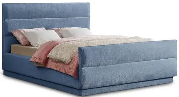 Meridian Furniture Paxton Light Blue Chenille Fabric King Bed