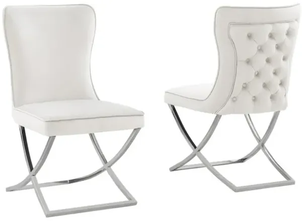 Blythe Beige Velvet with Silver Dining Chairs, Set of 2