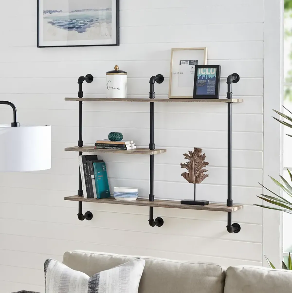 Aurora Three Tier Pipe Shelf Unit