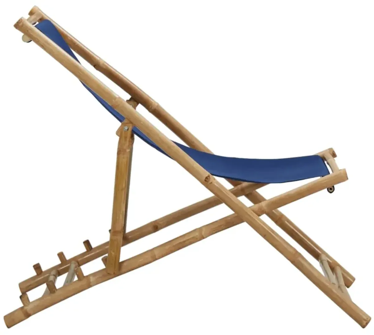 vidaXL Deck Chair Bamboo and Canvas Navy Blue