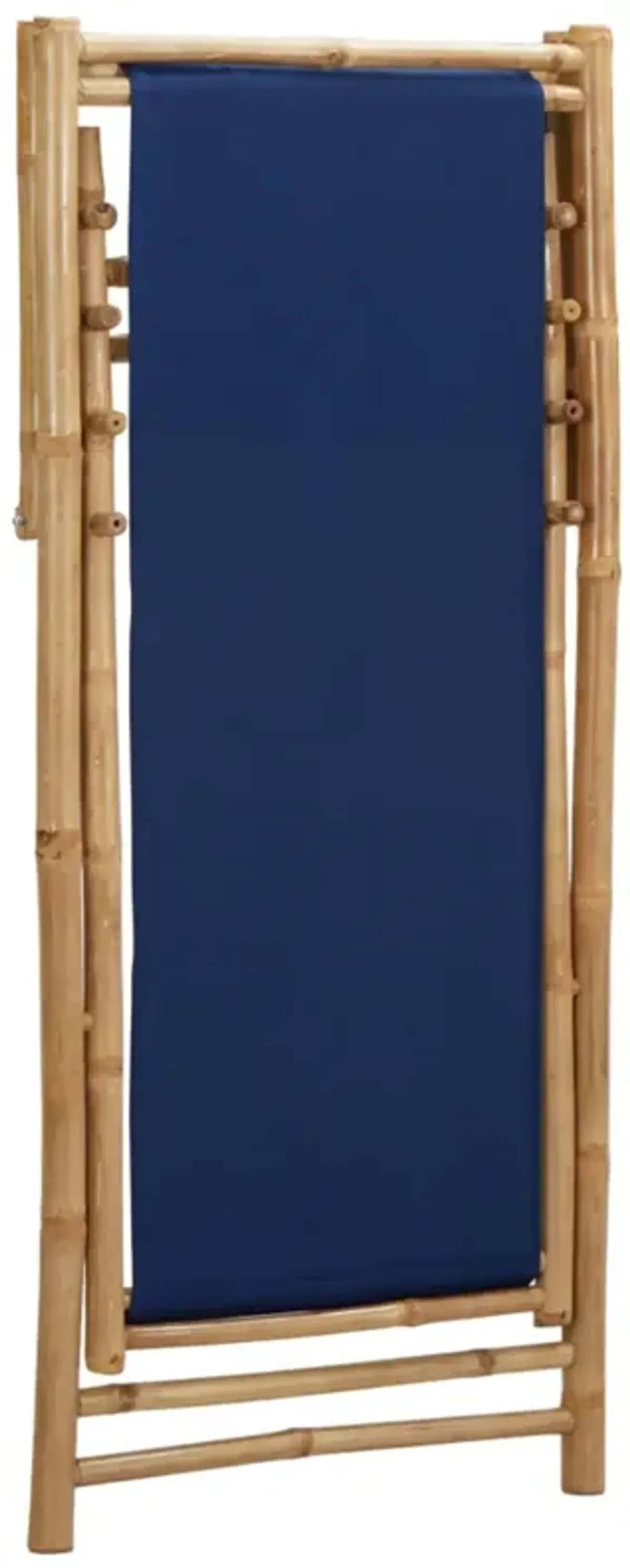 vidaXL Deck Chair Bamboo and Canvas Navy Blue