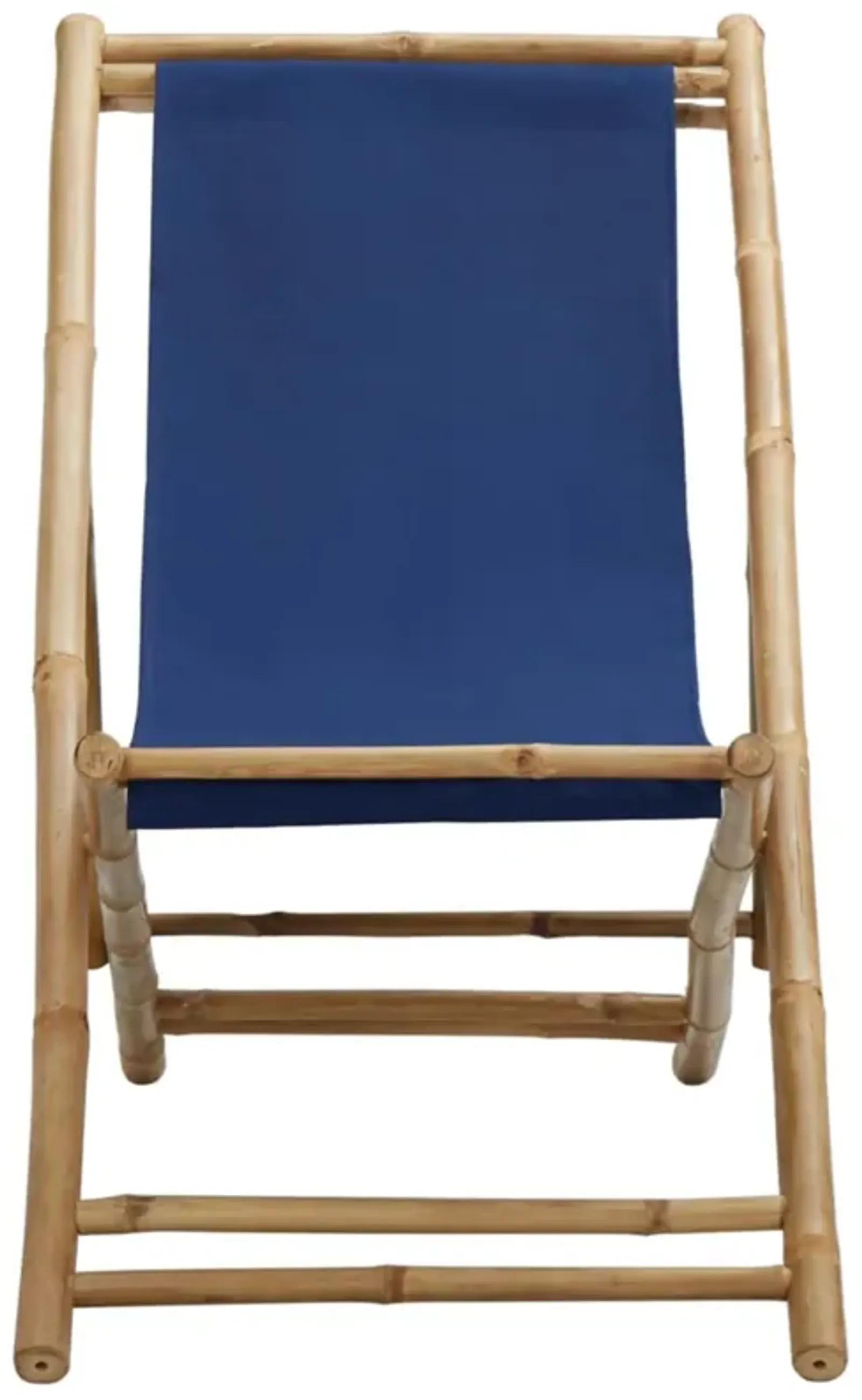 vidaXL Deck Chair Bamboo and Canvas Navy Blue