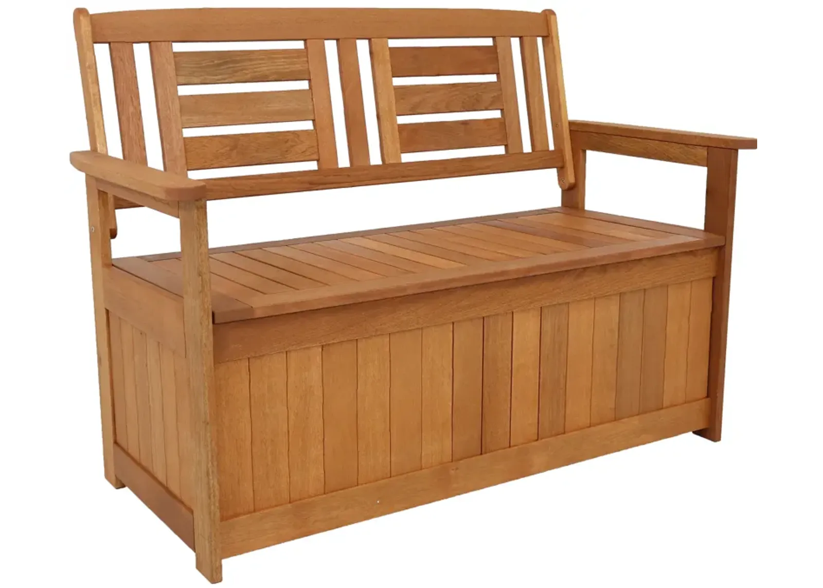 Sunnydaze 2-Person Meranti Wood with Teak Oil Finish Storage Bench - 51 in