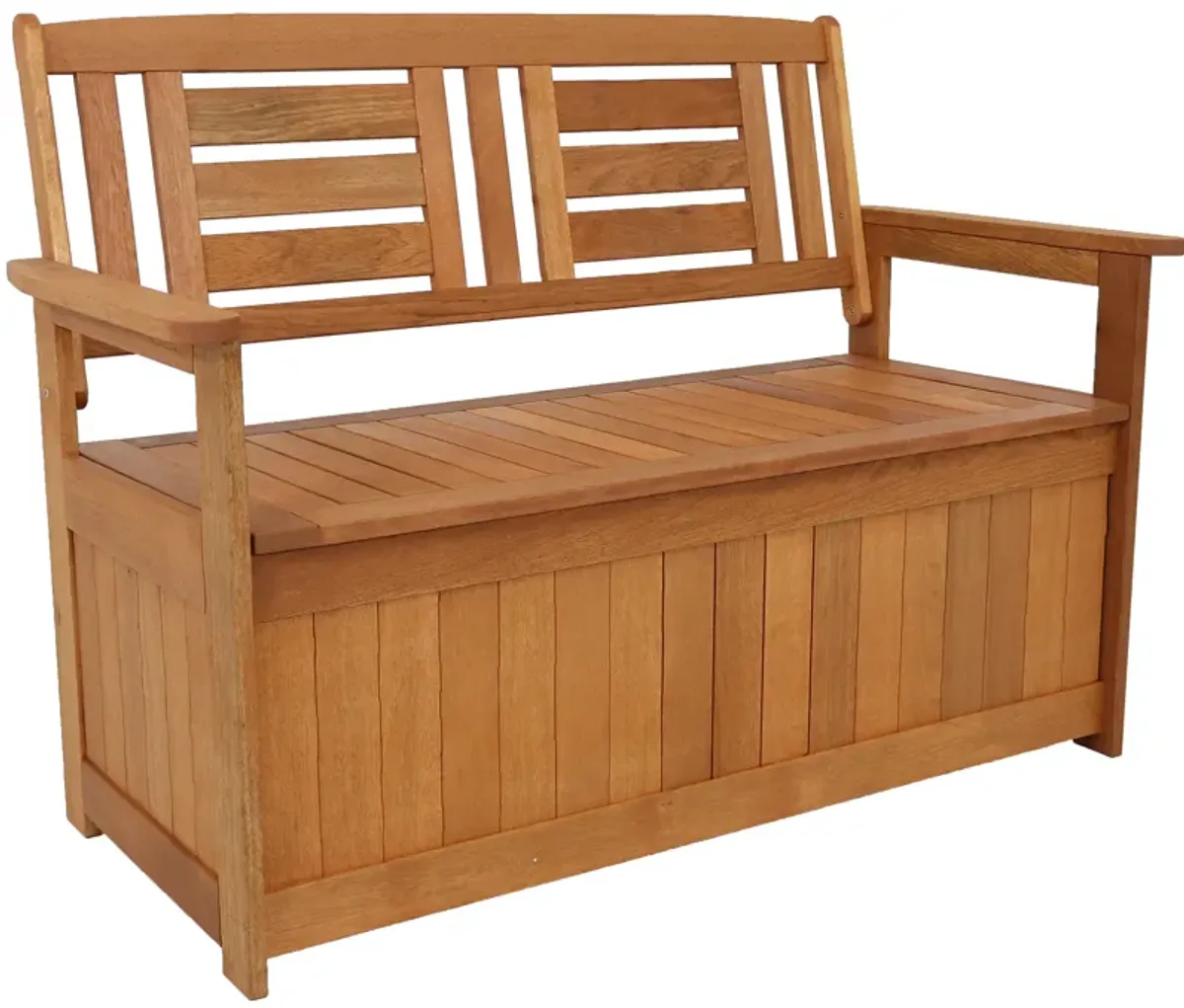 Sunnydaze 2-Person Meranti Wood with Teak Oil Finish Storage Bench - 51 in