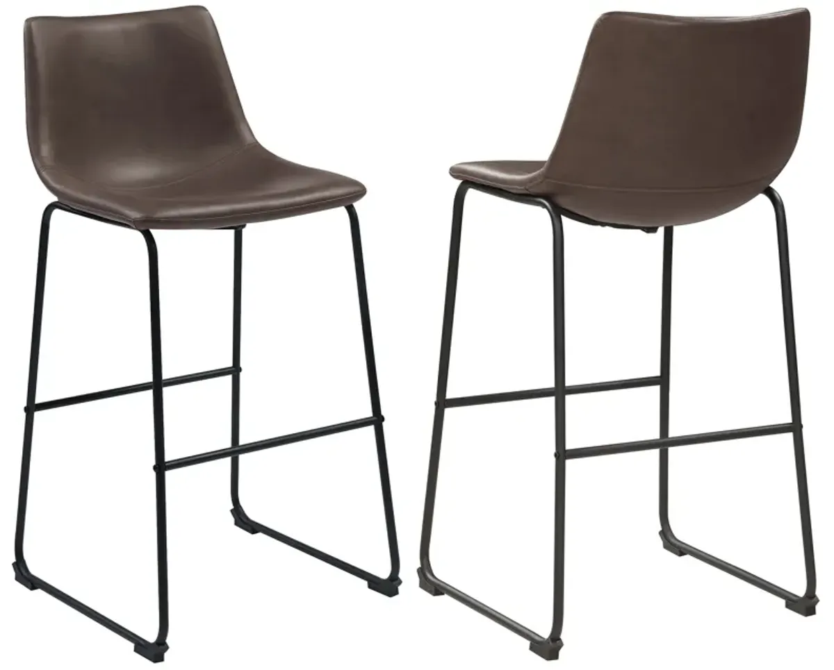 Michelle Armless Bar Stools Two-tone Brown and Black (Set of 2)