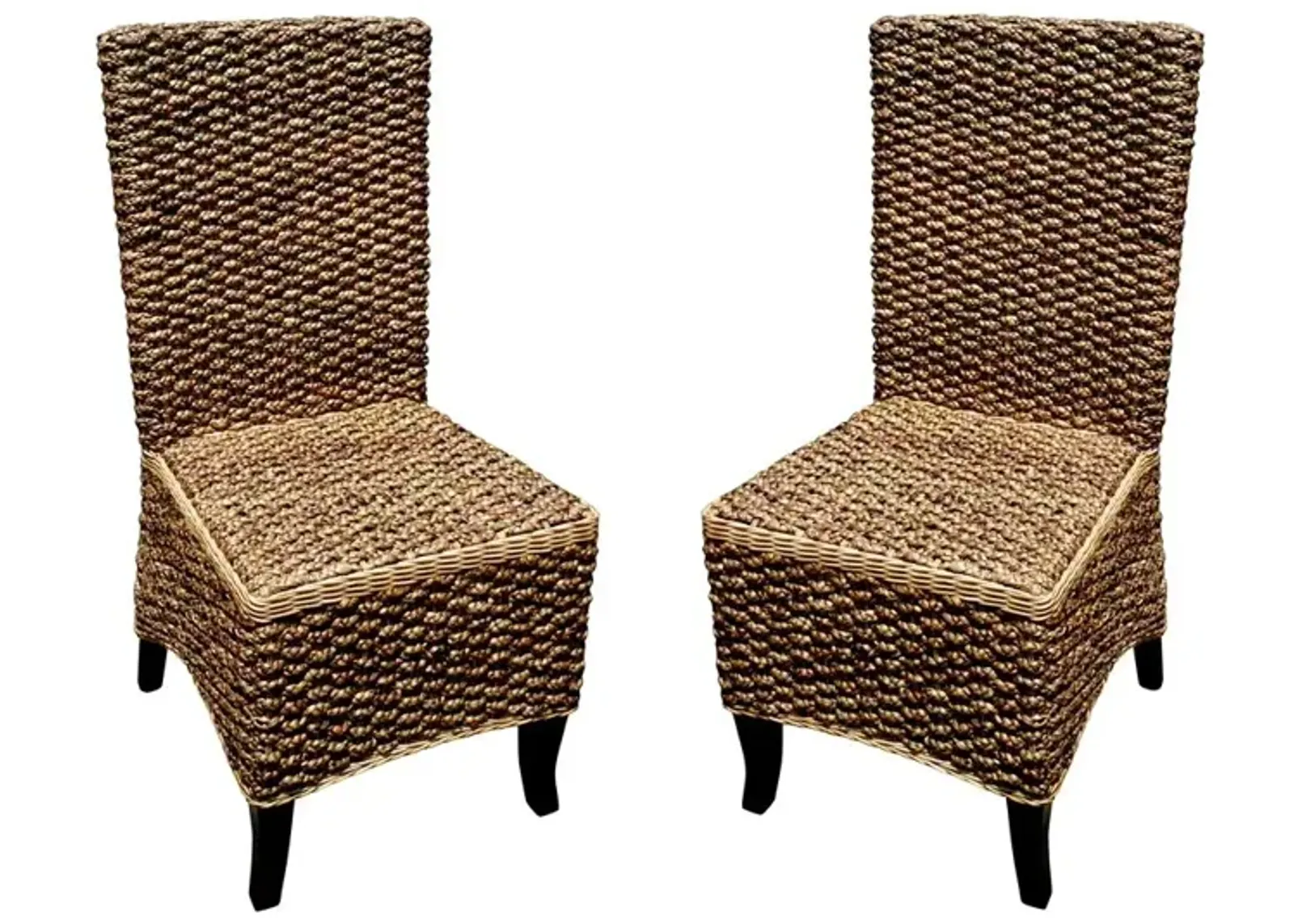 Mahogany Seagrass Dining Chair 2pcs set