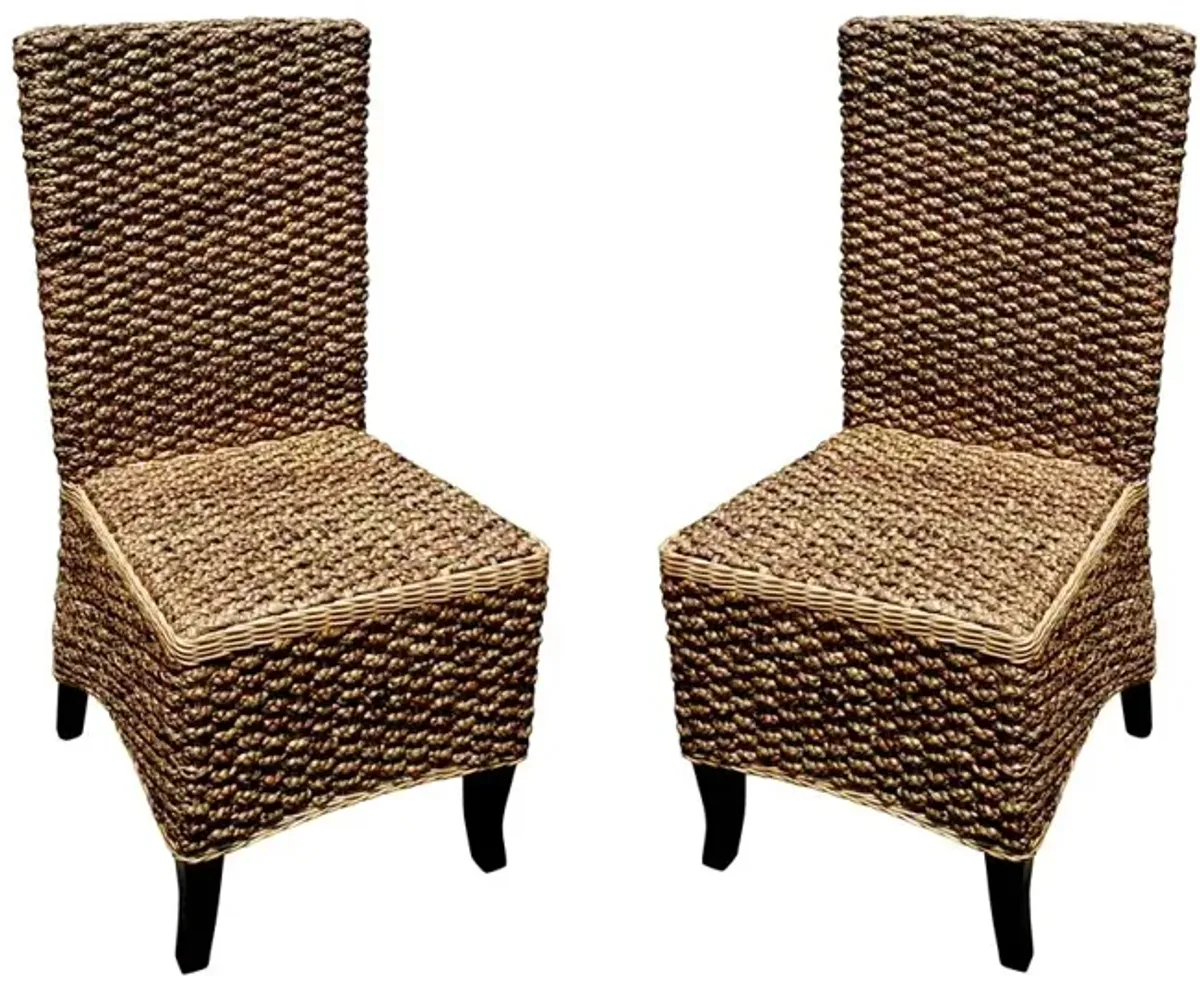 Mahogany Seagrass Dining Chair 2pcs set