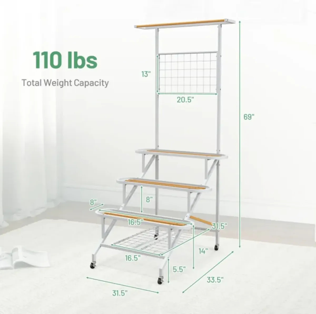 Hivvago 4-Tier Hanging Plant Stand with Hanging Bar