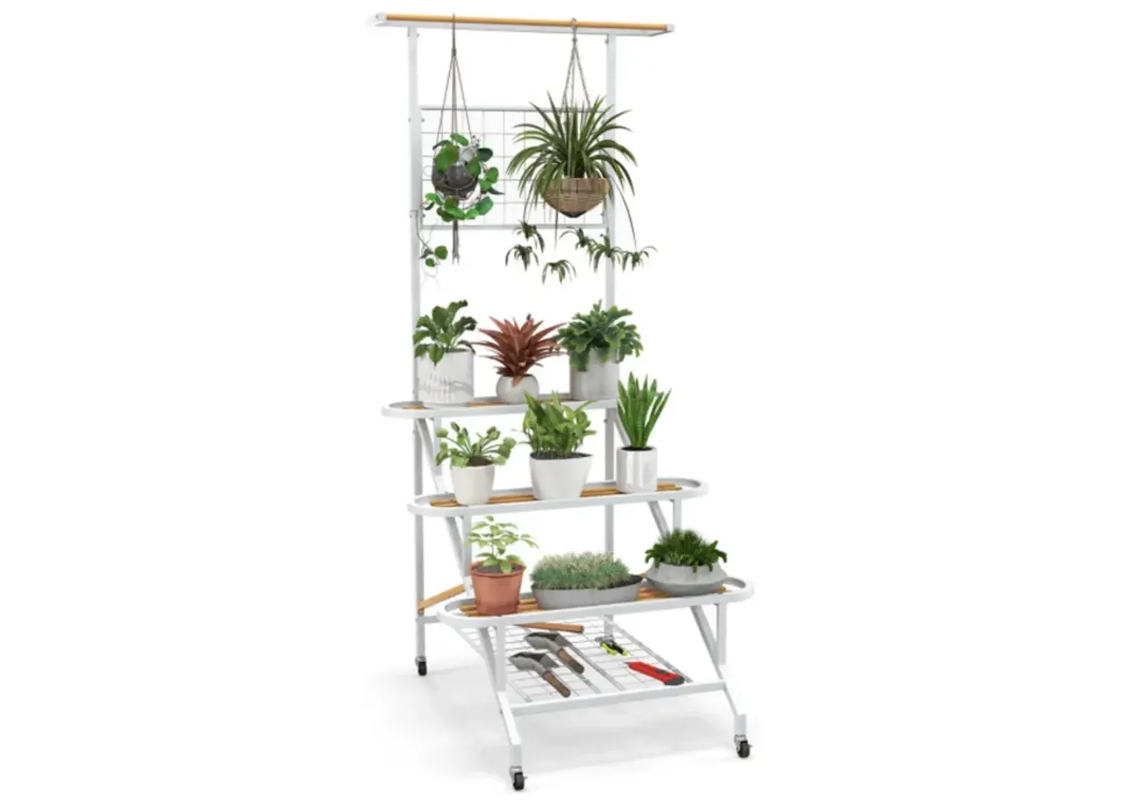 Hivvago 4-Tier Hanging Plant Stand with Hanging Bar