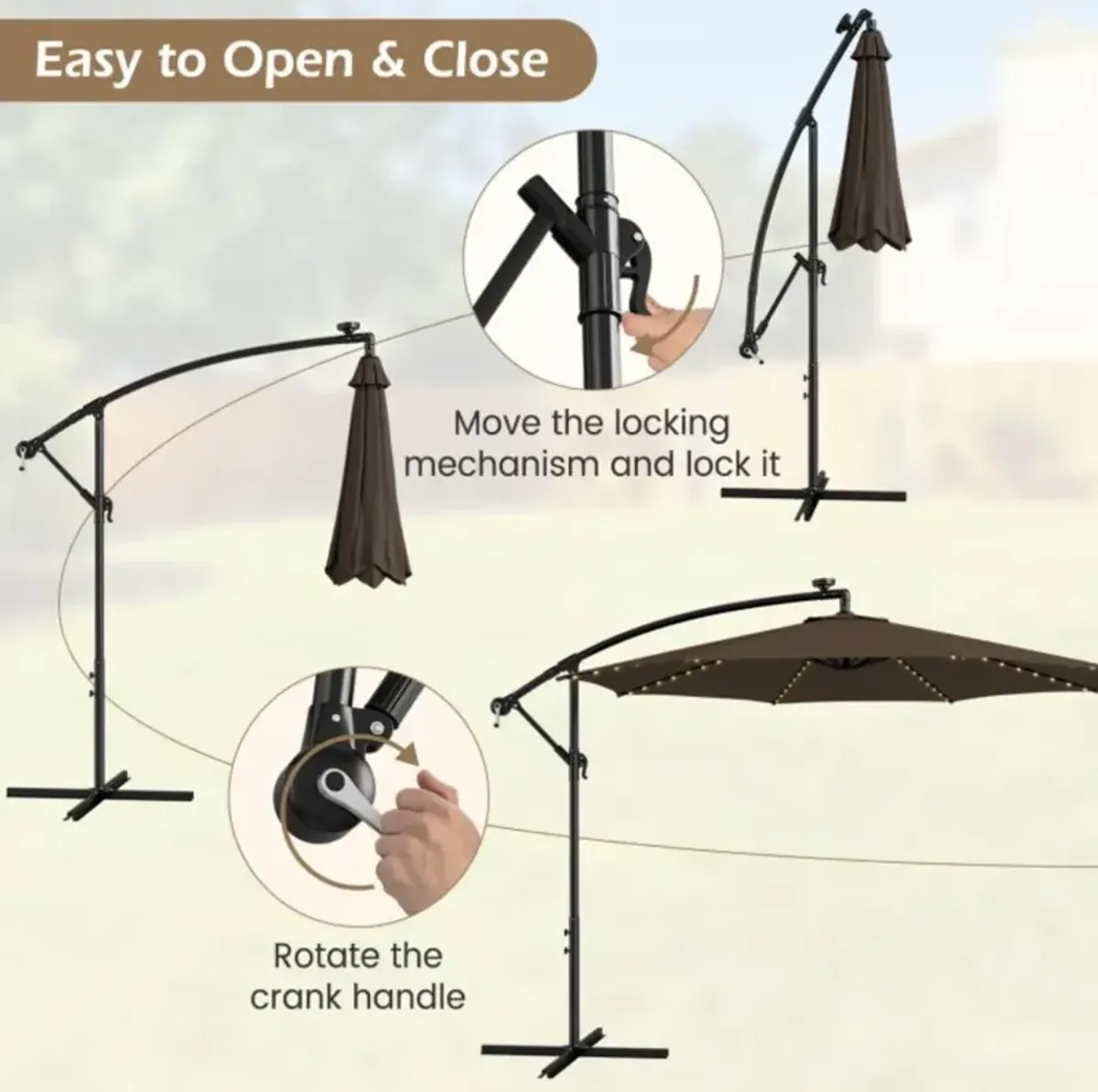 Hivvago 10 Feet Patio Umbrella with 112 Solar-Powered LED Lights