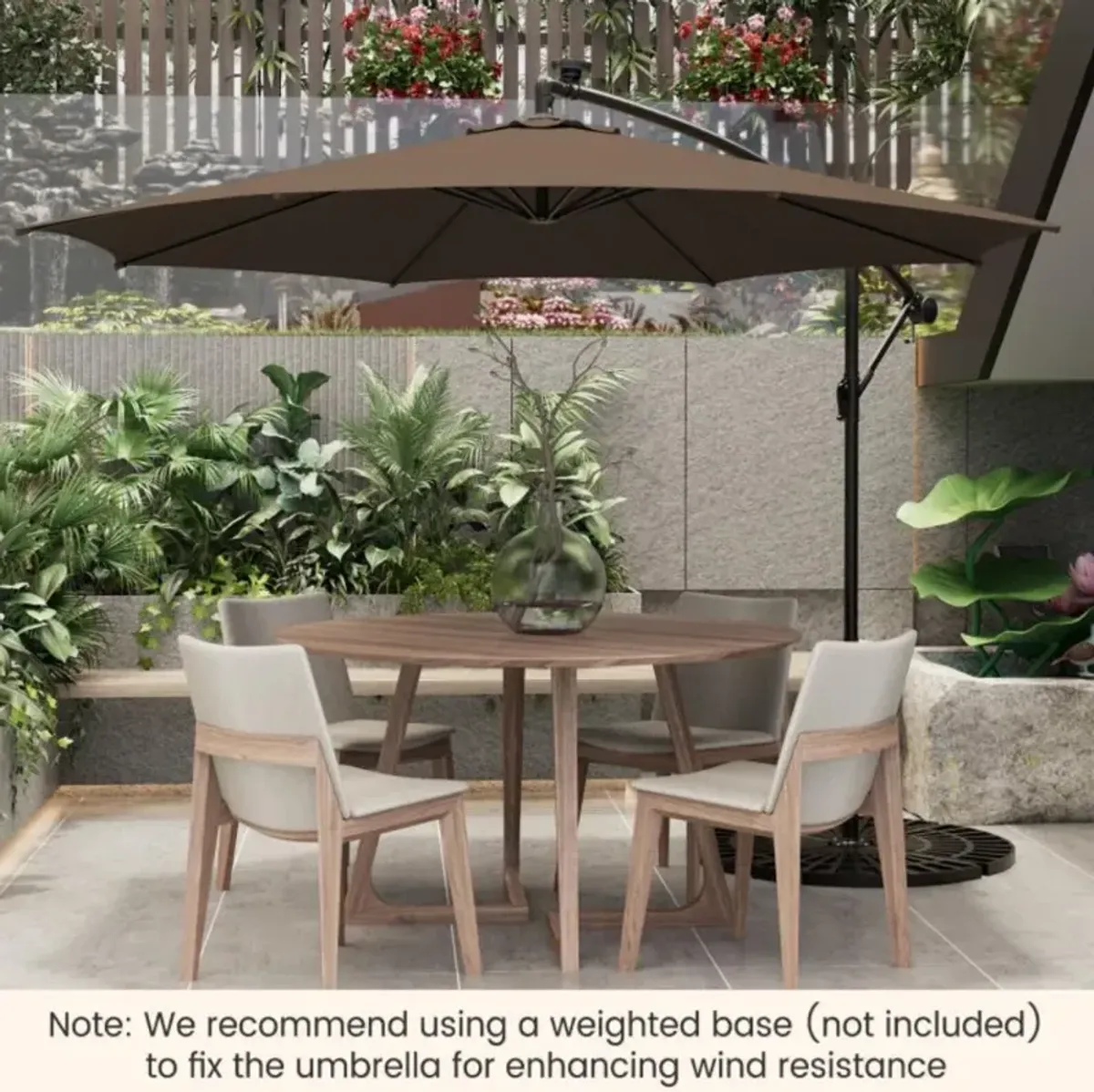 Hivvago 10 Feet Patio Umbrella with 112 Solar-Powered LED Lights