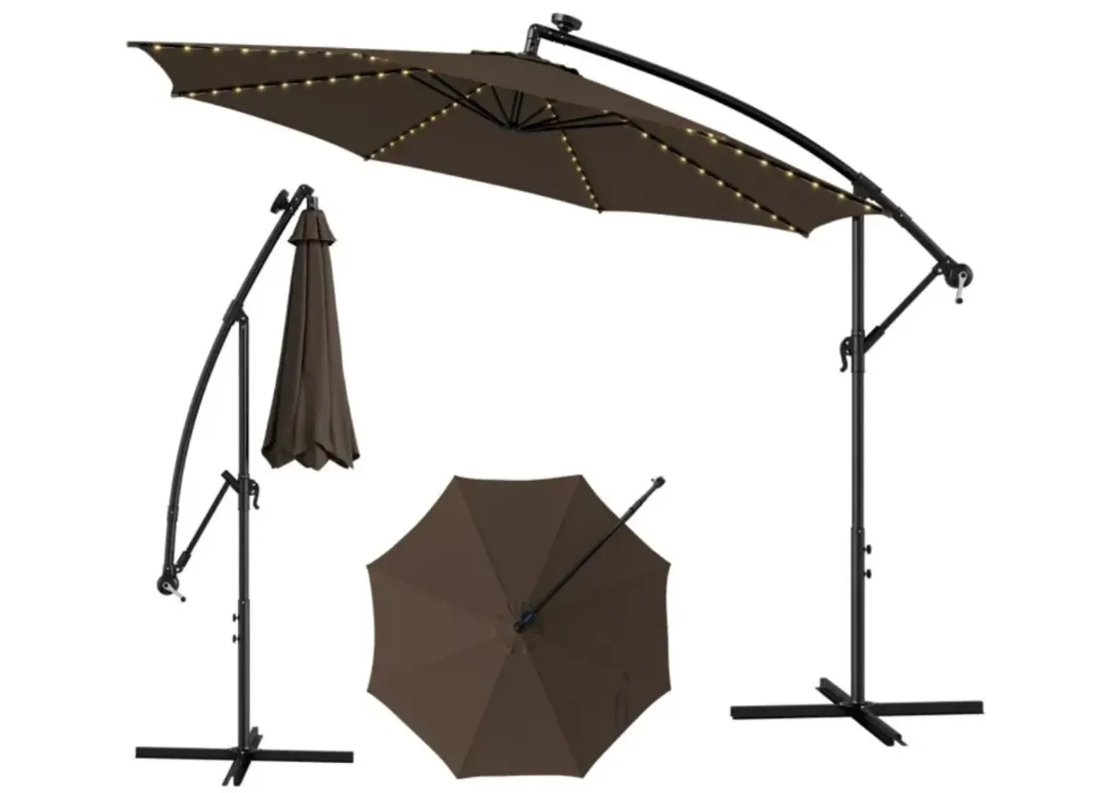 Hivvago 10 Feet Patio Umbrella with 112 Solar-Powered LED Lights