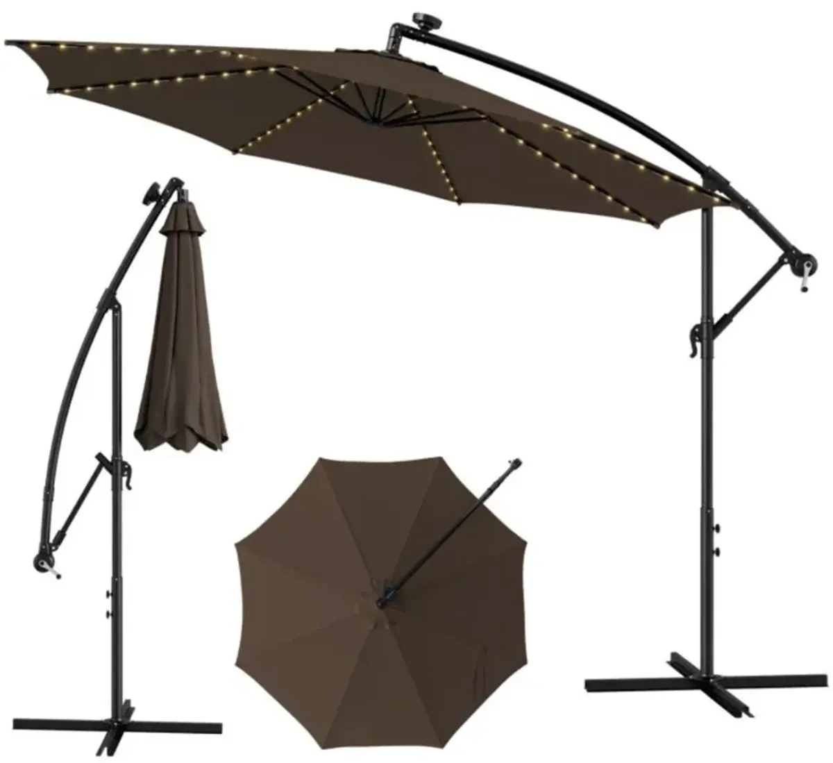 Hivvago 10 Feet Patio Umbrella with 112 Solar-Powered LED Lights