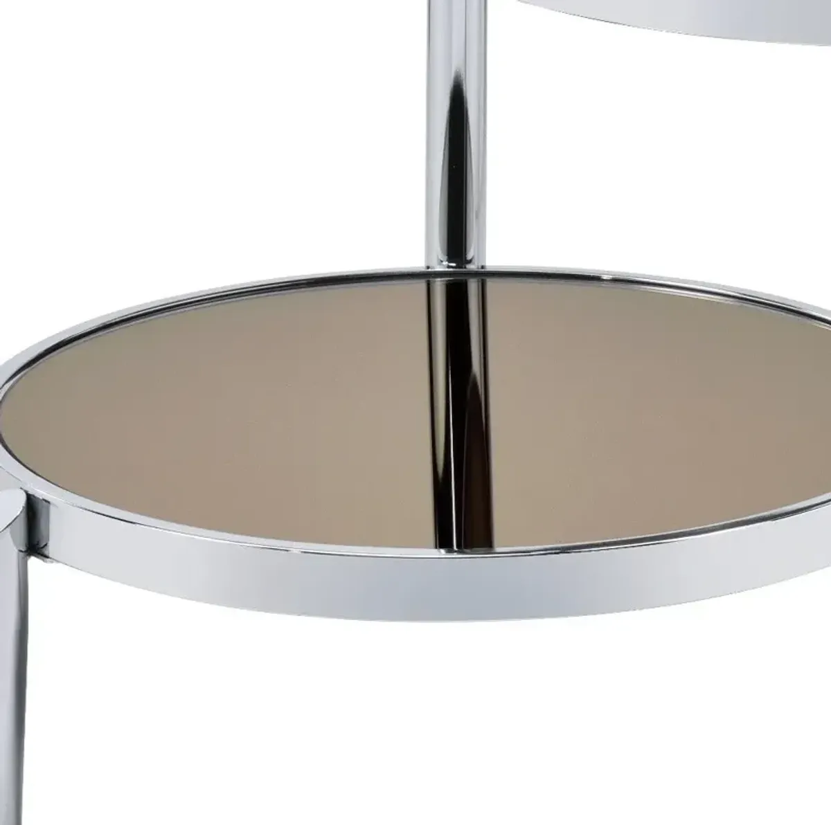 Hivvago 37" Chrome And Silver Mirrored Two Tier Round Mirrored Coffee Table