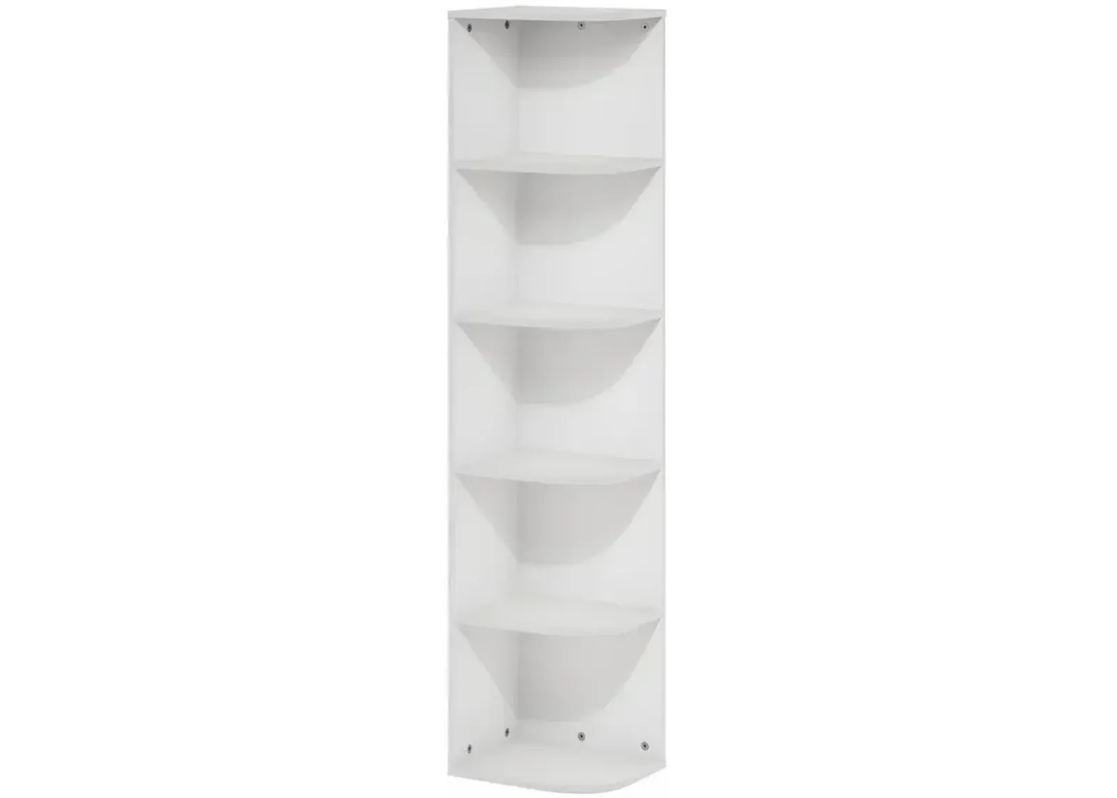 Furinno Pasir 5-Tier Corner Open Shelf Bookcase, White