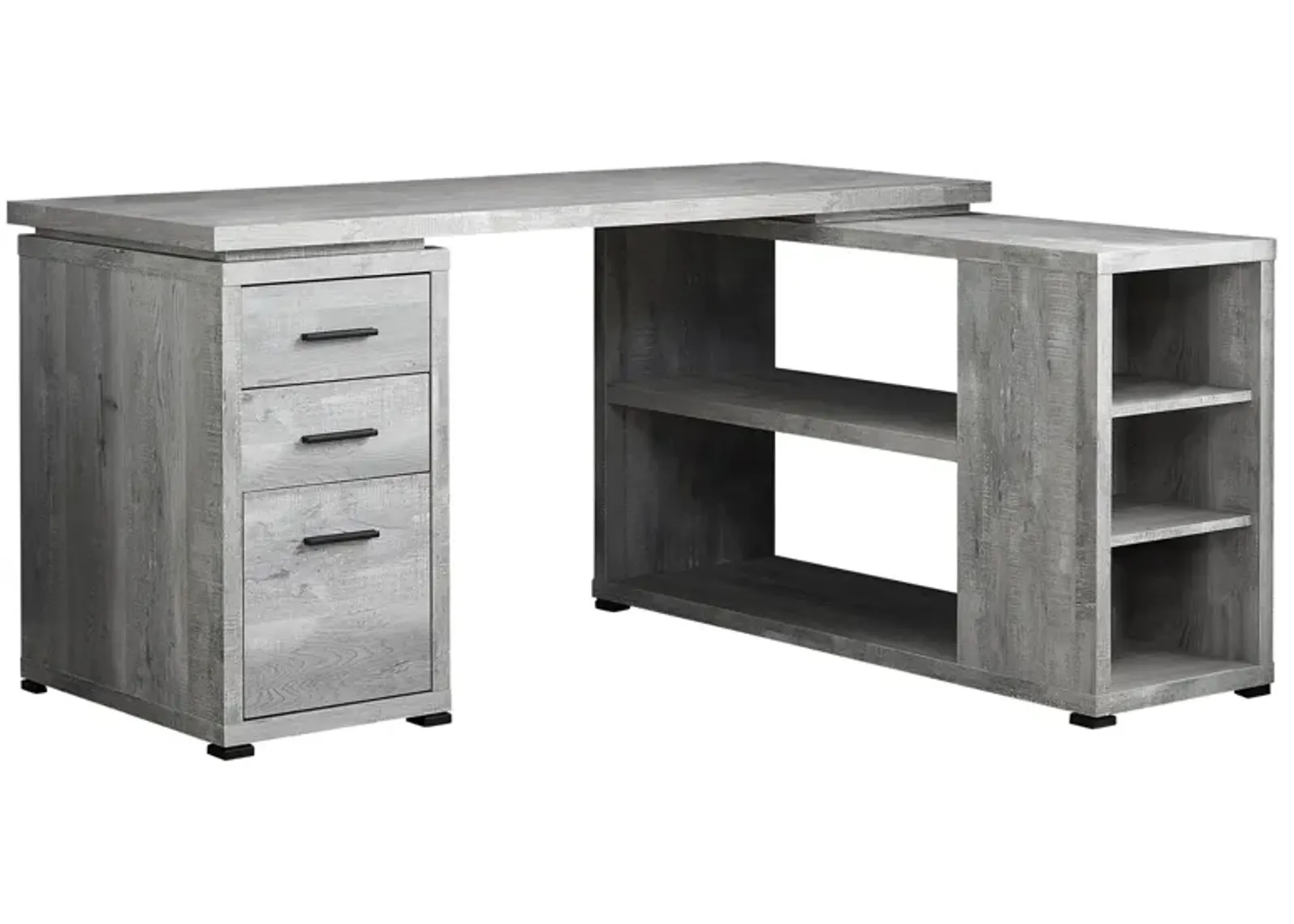 Computer Desk, Home Office, Corner, Left, Right Set-Up, Storage Drawers, L Shape, Work, Laptop, Laminate, Grey, Contemporary, Modern