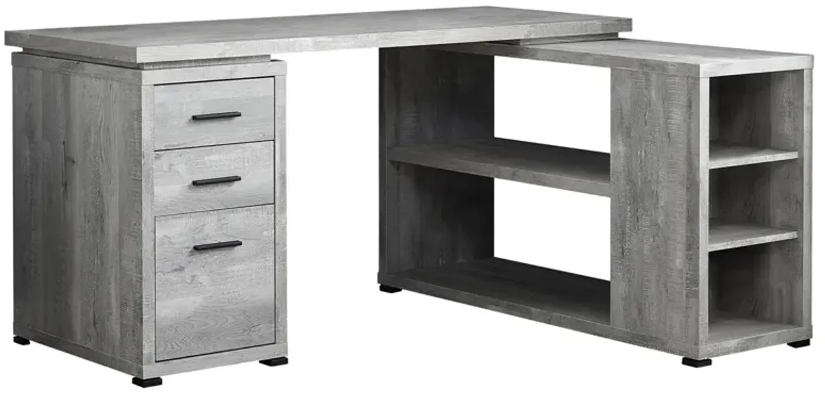 Computer Desk, Home Office, Corner, Left, Right Set-Up, Storage Drawers, L Shape, Work, Laptop, Laminate, Grey, Contemporary, Modern