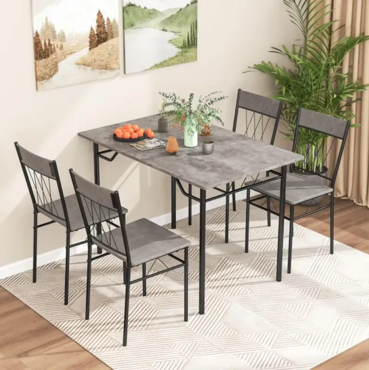 5-Piece Dining Table Set for 4 with Kitchen Table and 4 Dining Chairs