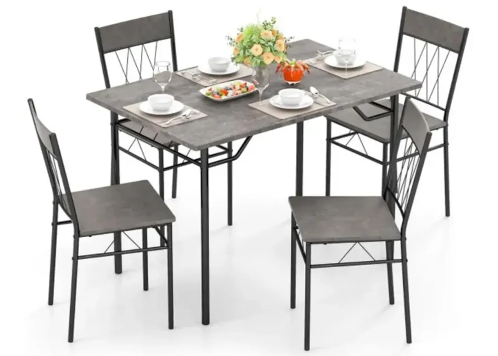 5-Piece Dining Table Set for 4 with Kitchen Table and 4 Dining Chairs