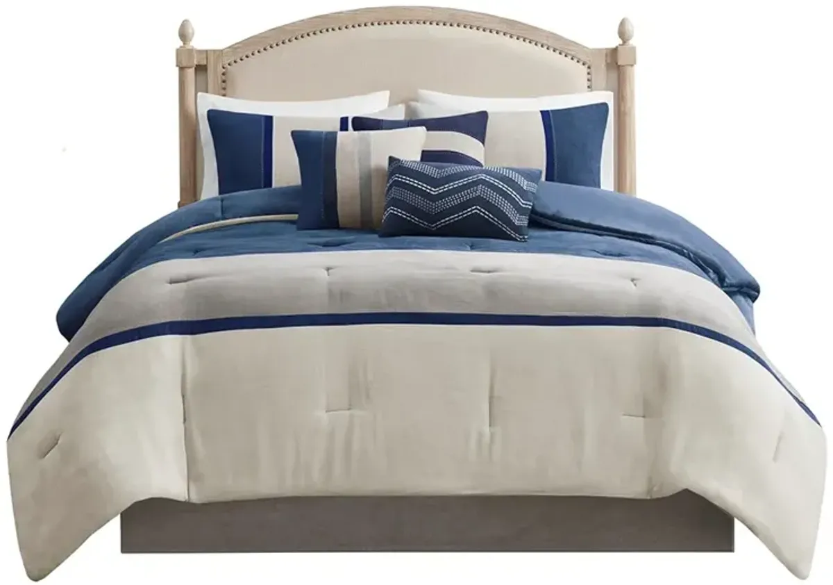 Gracie Mills Kimberly 7-Piece Contemporary Microsuede Comforter Set