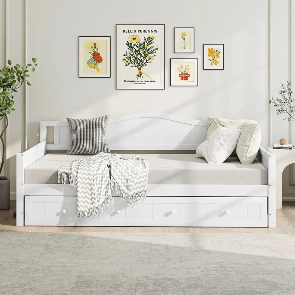 Convertible Daybed with Smooth-Glide Trundle and Slats