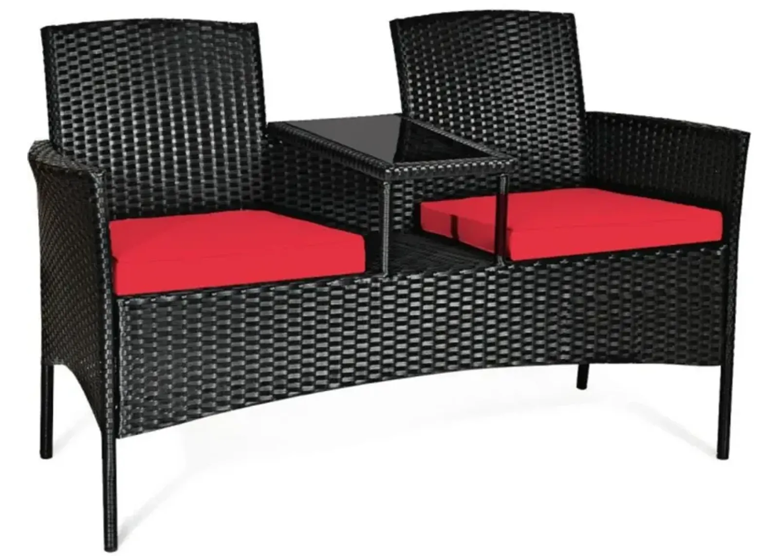 Hivvago Wicker Patio Conversation Furniture Set with Removable Cushions and Table