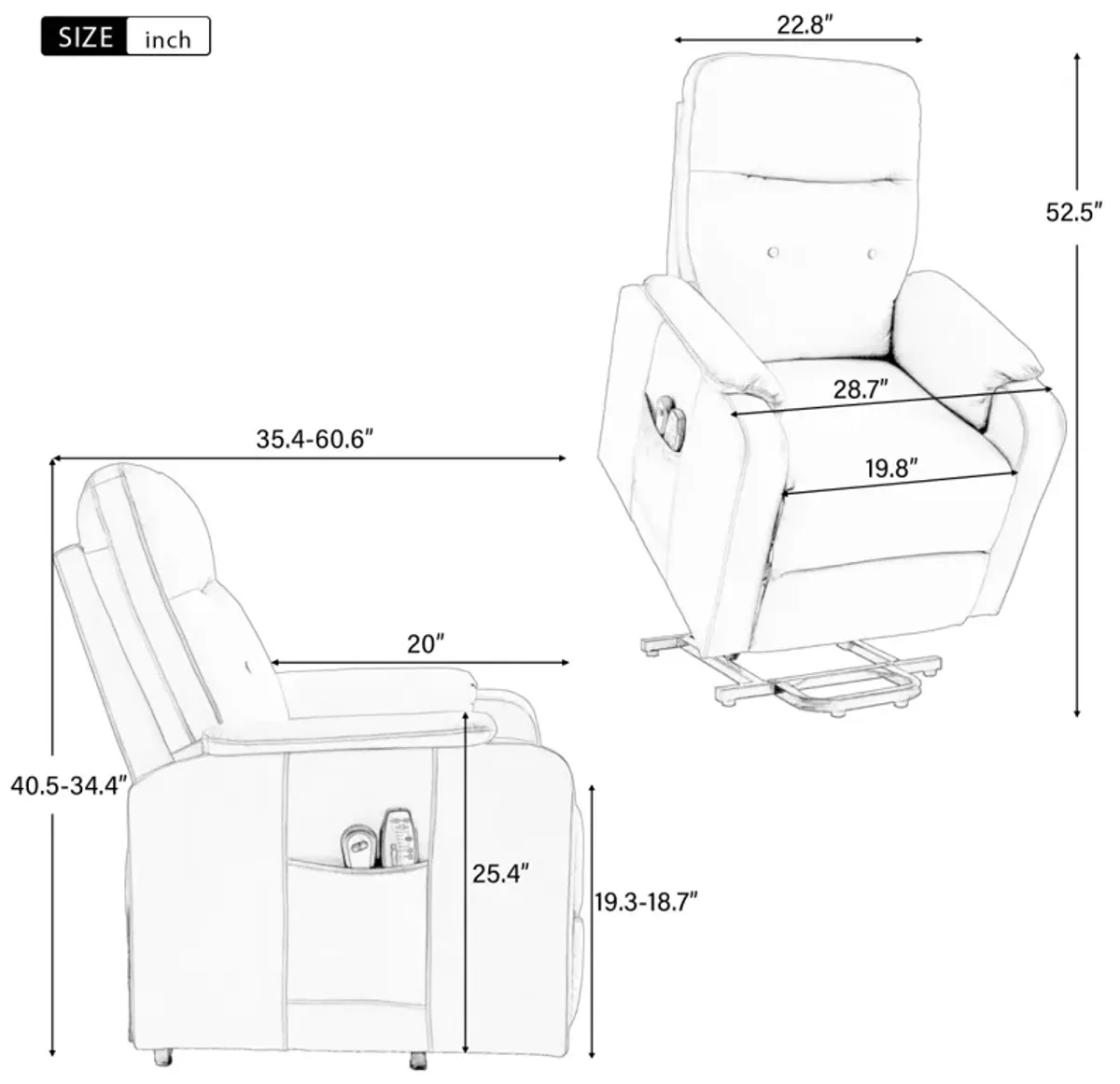 Electric Power Lift Massage Chair with Heating - Squirrel Grey