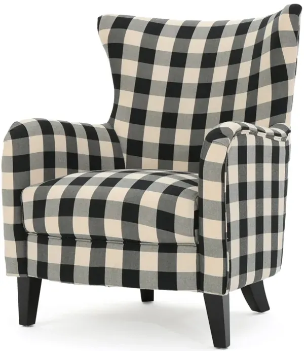Streamdale Timeless Black & White Checkered Armchair Comfort, Style, & Durability