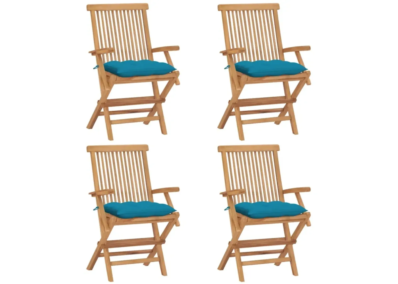 vidaXL Garden Chairs with Light Blue Cushions 4 pcs Solid Teak Wood