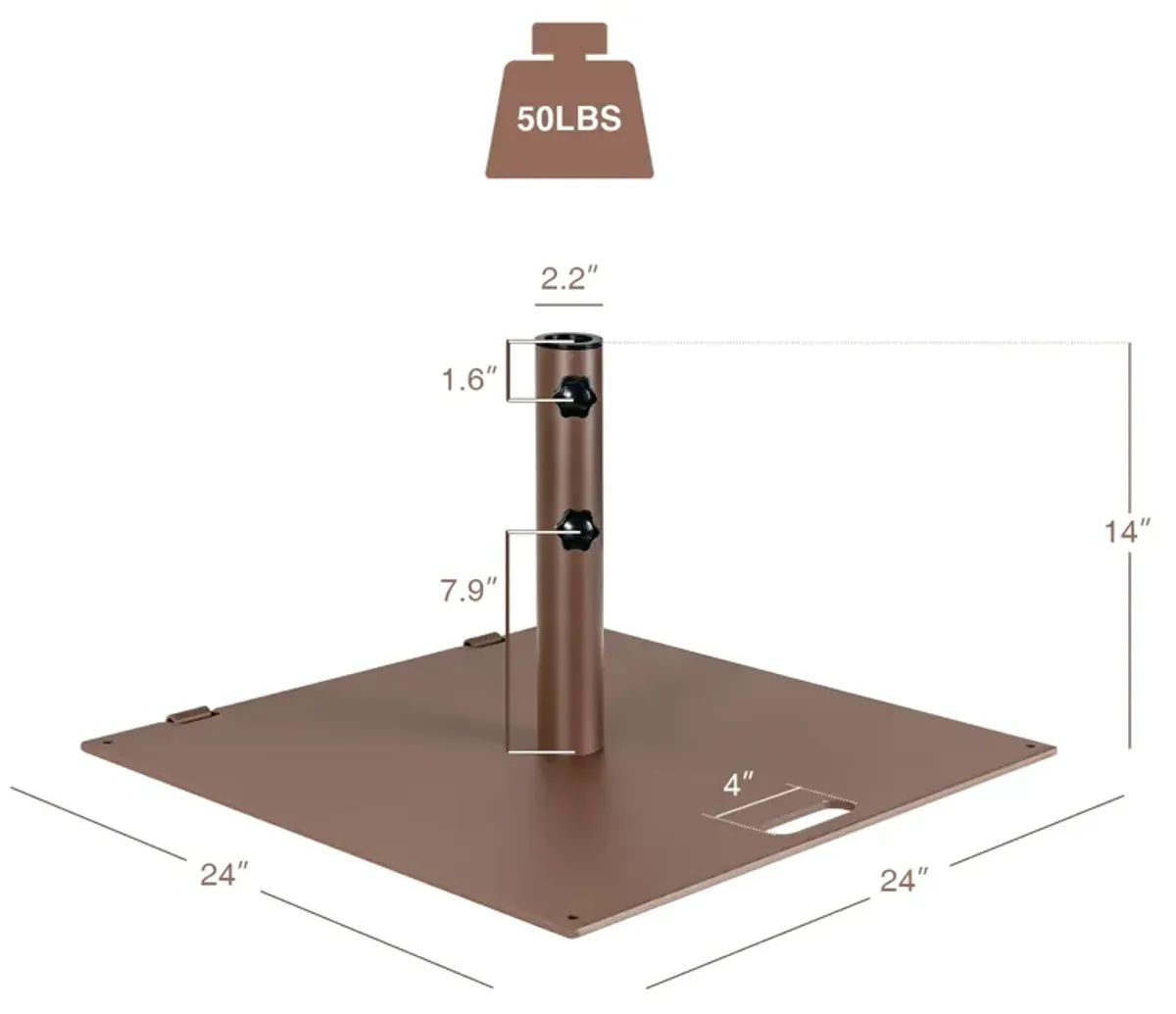 50 LBS Weighted 24 Inch Square Patio Umbrella Base