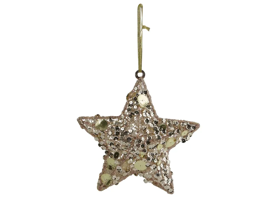 6" Tri-Color Gold Star Shaped Christmas Ornament