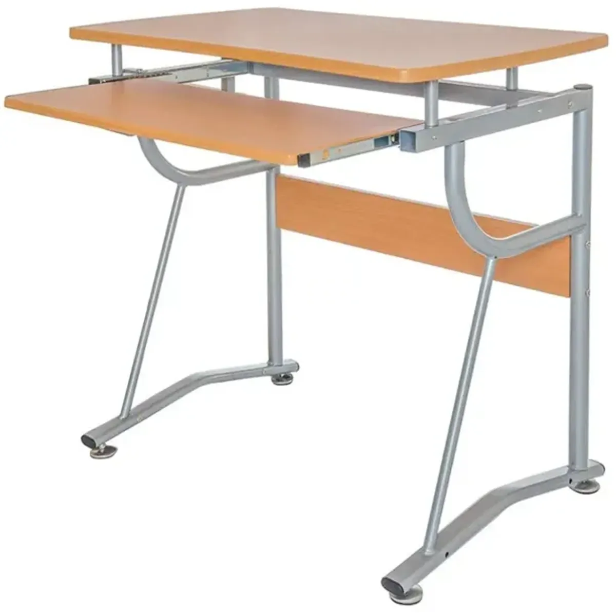 Hivvago Compact Contemporary Computer Desk in Light Cherry Finish