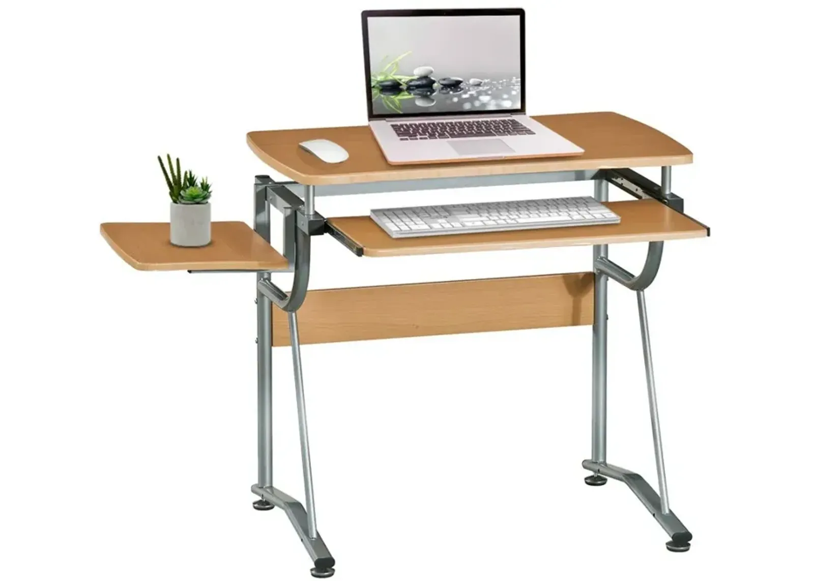 Hivvago Compact Contemporary Computer Desk in Light Cherry Finish