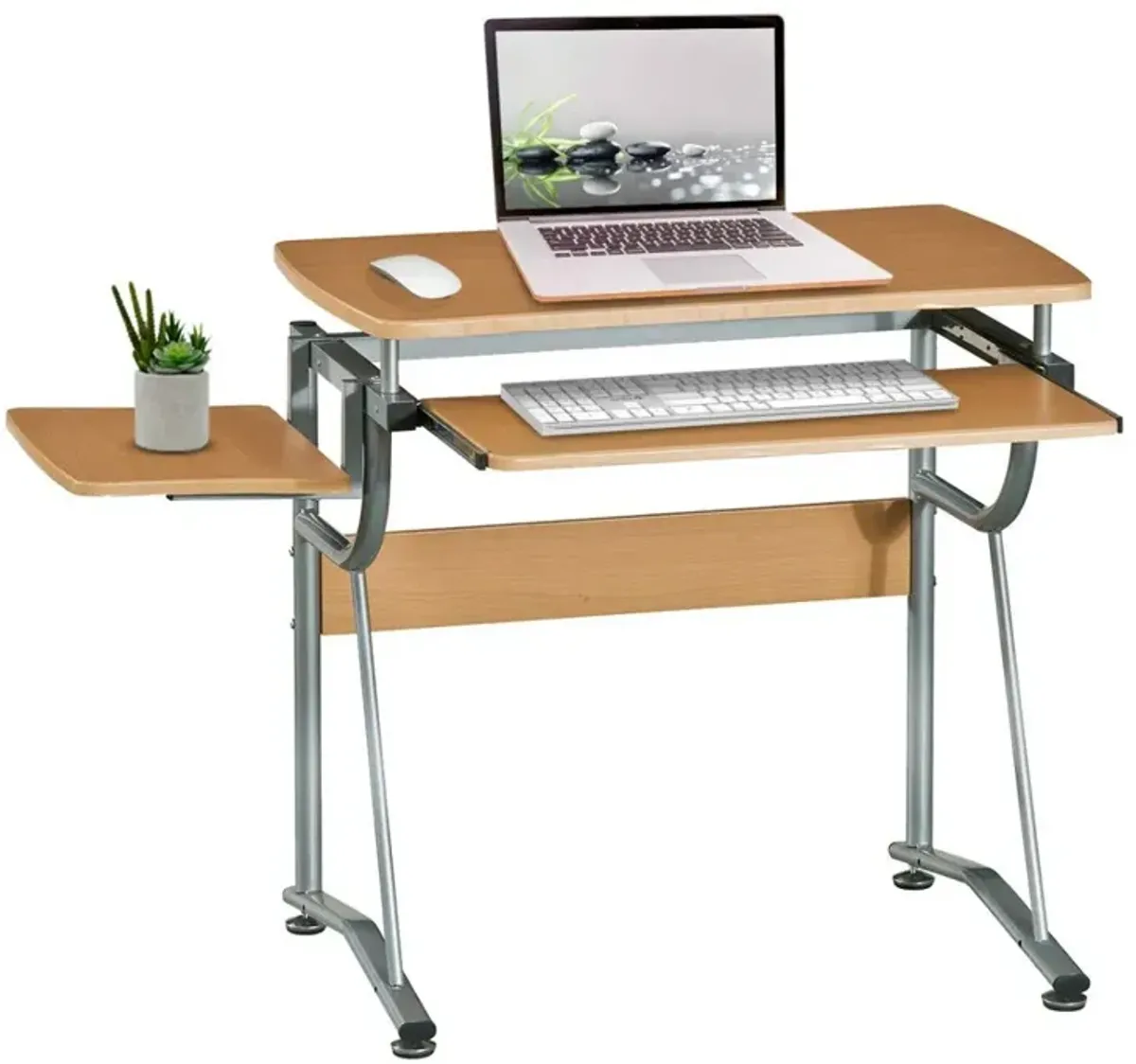 Hivvago Compact Contemporary Computer Desk in Light Cherry Finish