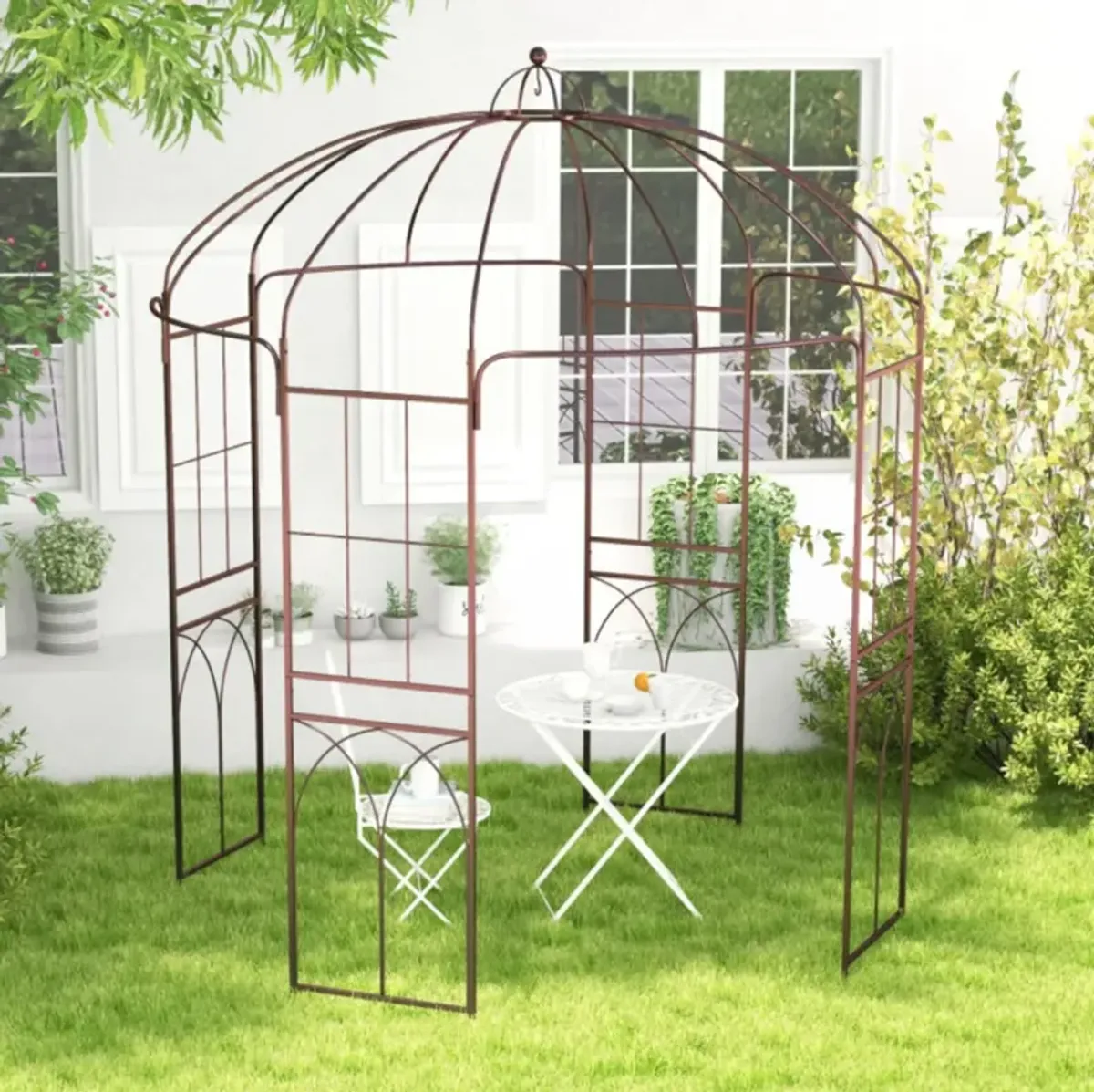 Hivvago 8.4 x 7 Feet Wide Birdcage Shape Garden Arbor