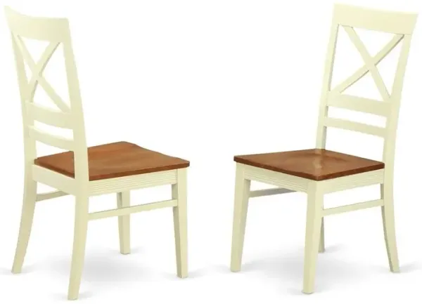 Quincy Dining Kitchen dining Chair With X-Back in Buttermilk & Cherry Finish, Set of 2