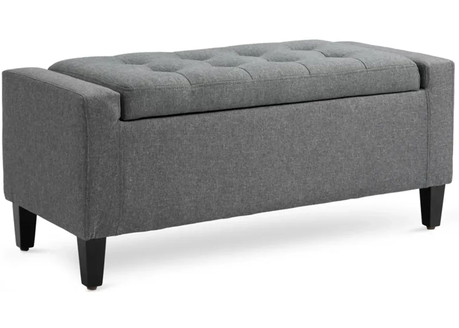 Gray Space-Saver: Linen Upholstered Storage Ottoman with Lift-Top