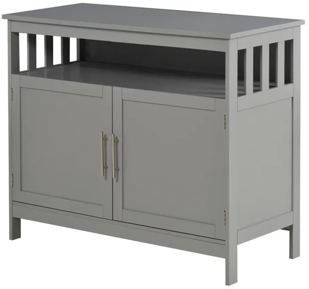 HOMCOM Sideboard Buffet Cabinet, Modern Kitchen Cabinet, Coffee Bar Cabinet with 2-Level Shelf and Open Compartment, Grey