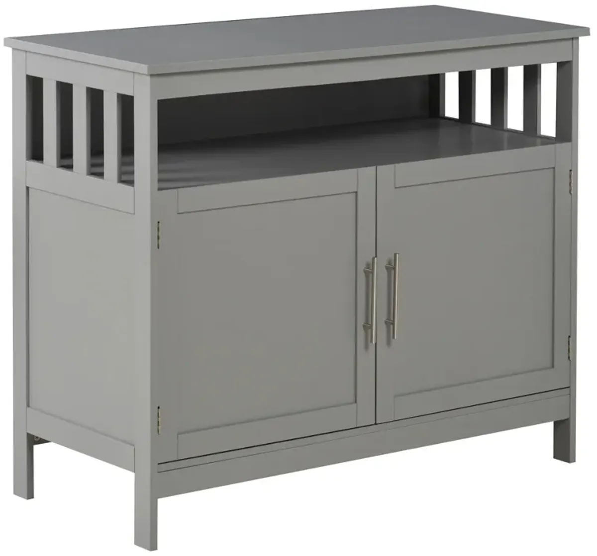 HOMCOM Sideboard Buffet Cabinet, Modern Kitchen Cabinet, Coffee Bar Cabinet with 2-Level Shelf and Open Compartment, Grey