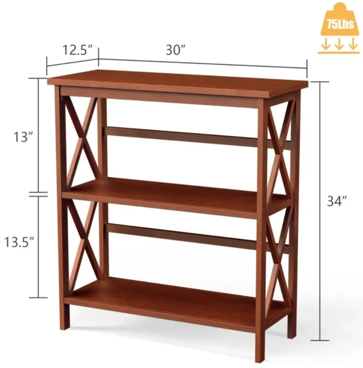 Hivvago 3-Tier Wooden Multi-Functional X-Design Etagere Storage Bookshelf