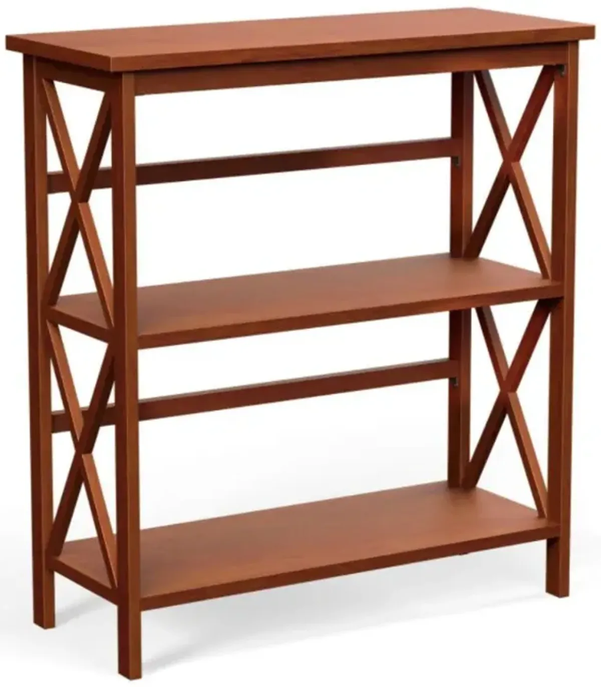 Hivvago 3-Tier Wooden Multi-Functional X-Design Etagere Storage Bookshelf