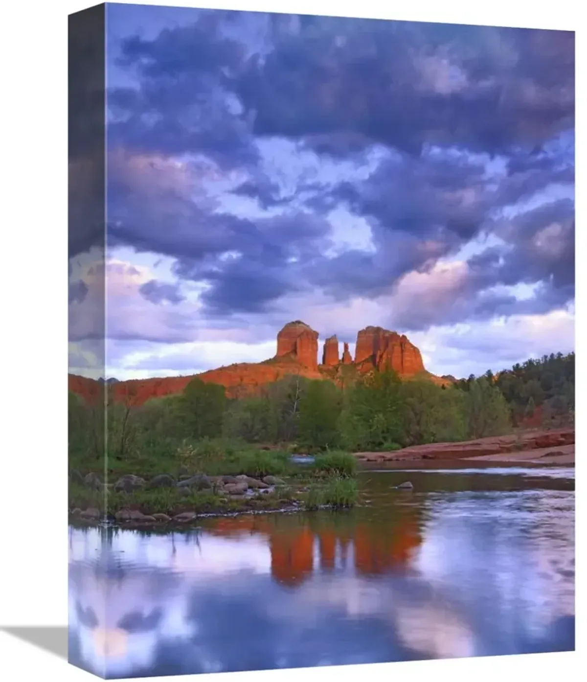 Cathedral Rock reflected in Oak Creek at Red Rock Crossing, Arizona-Canvas Art-12x16