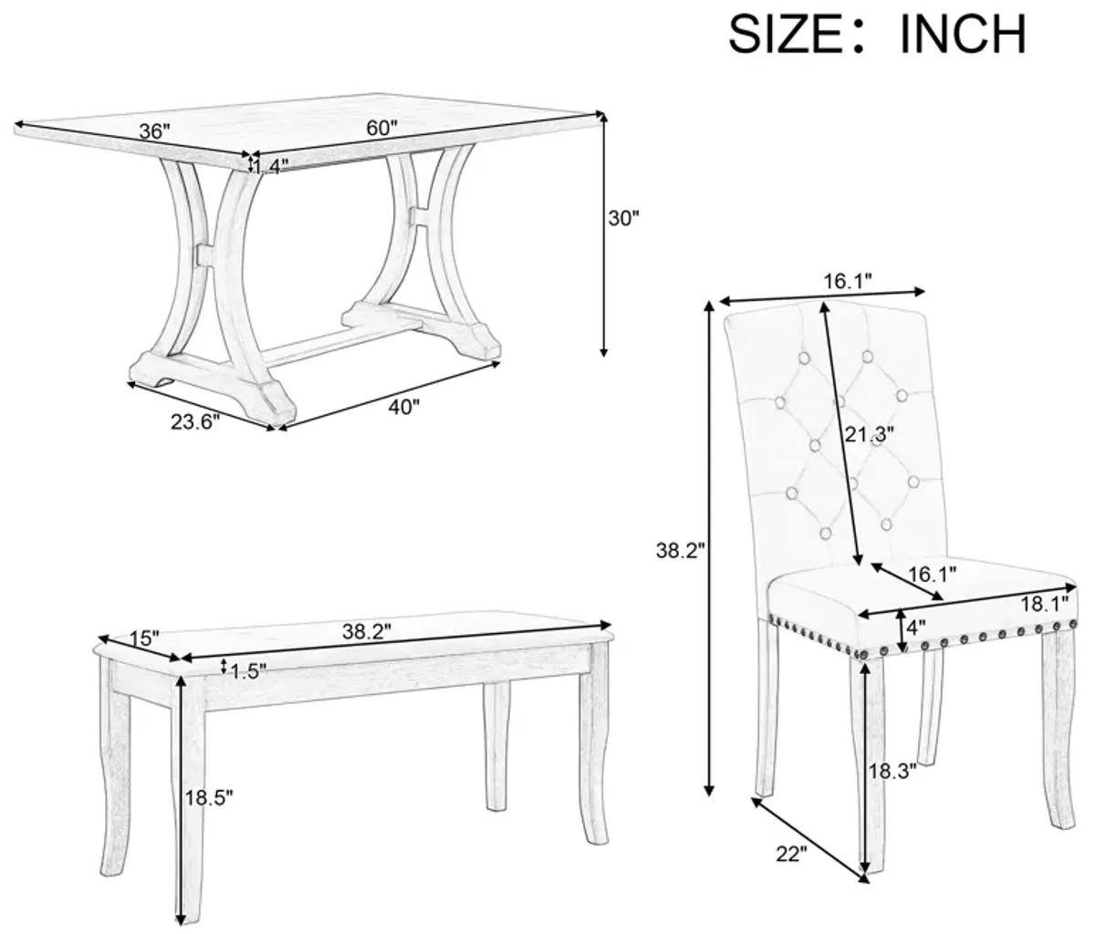 Merax 6-Piece Farmhouse Dining Table Set