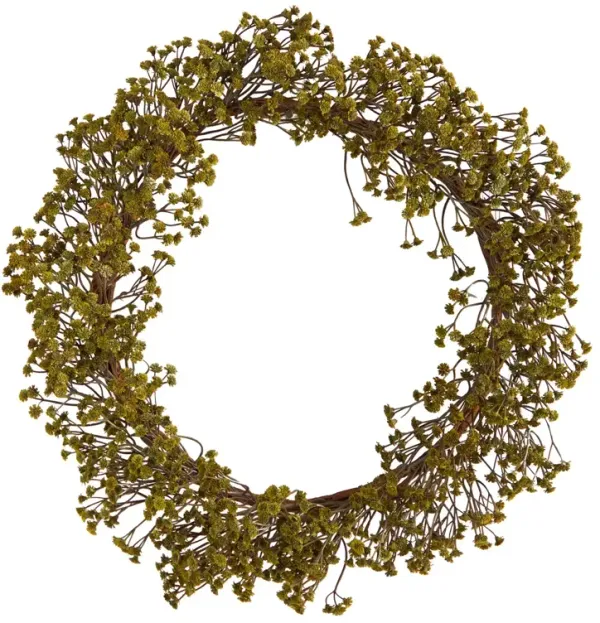 Nearly Natural 20-in Autumn Gypsophila Artificial Wreath