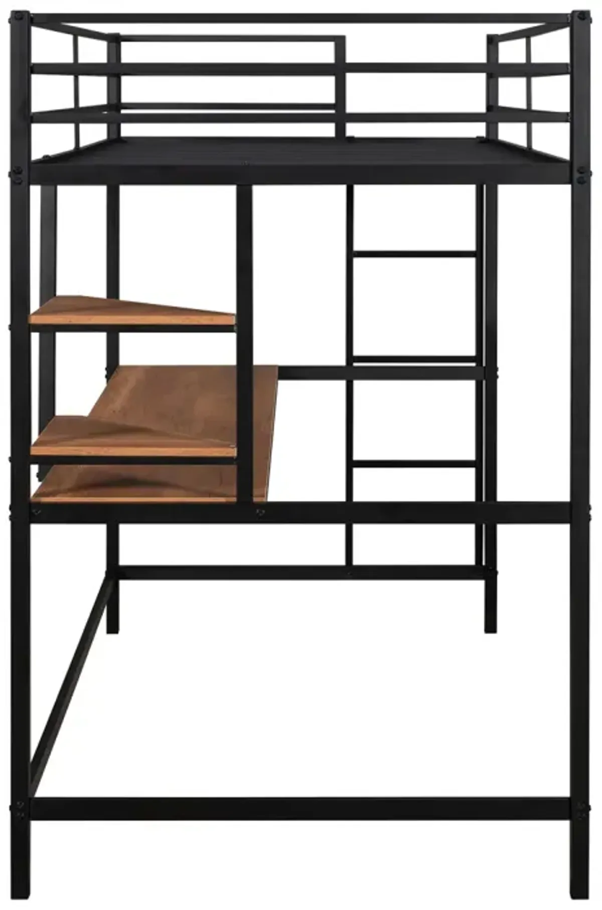 Twin Metal Loft Bed With Desk And Shelf